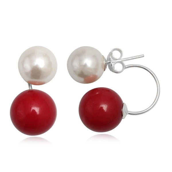 Náušnice Two Pearls Red and White
