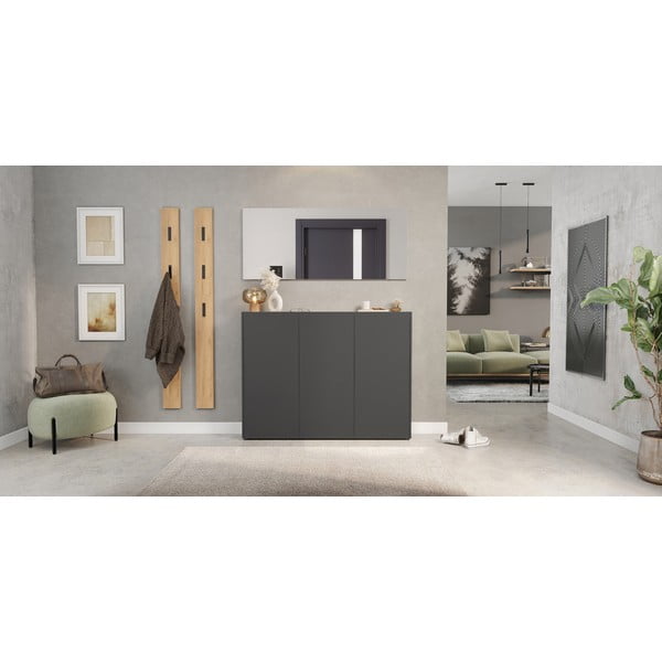 Антрацитно шкафче от декор от дъб  138x105x25 cm Libbiano – Germania-image-4