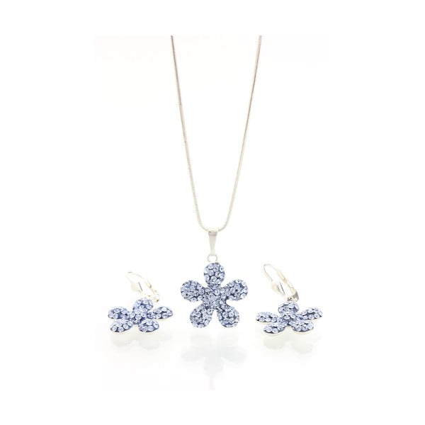 Set náhrdelníku a náušnic s modrými Swarovski krystaly Yasmine Flower