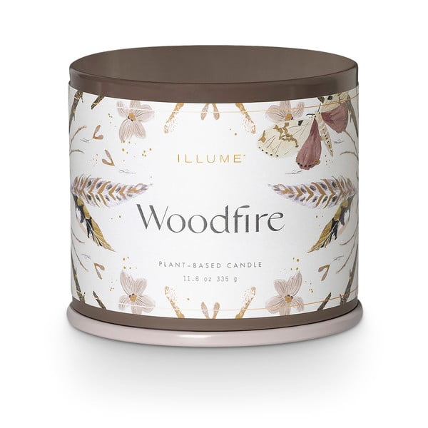 Ароматна свещ от соев восък с време на горене 50 часа Woodfire – ILLUME x Bloomingville