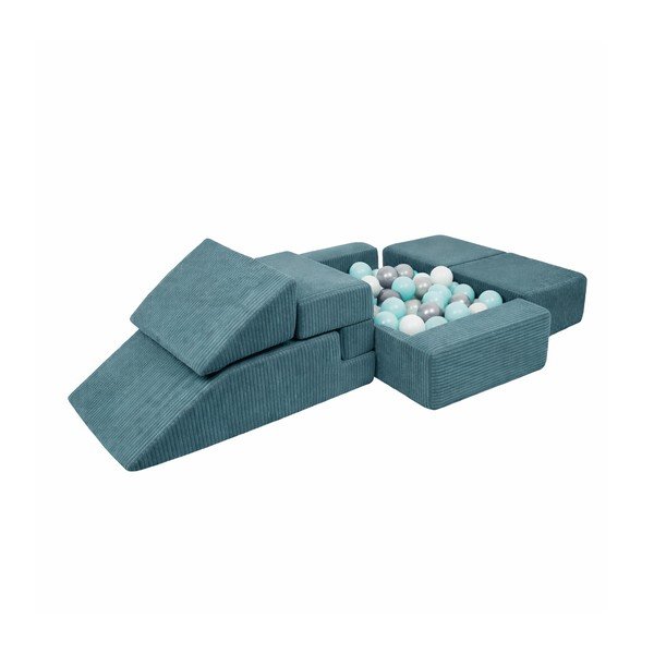 Тюркоазено велурено игрище от пяна 100x35x40 cm Montessori – Meowbaby