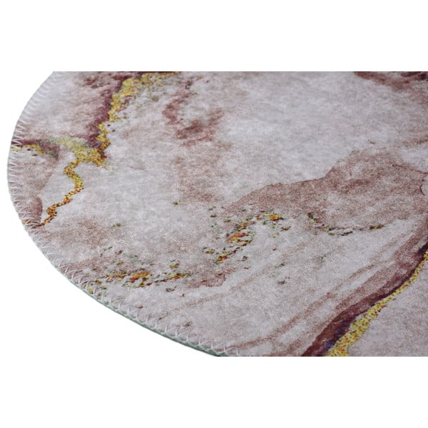 Миещ се кръгъл килим в кафяво-златисто ø 120 cm - Vitaus-image-2