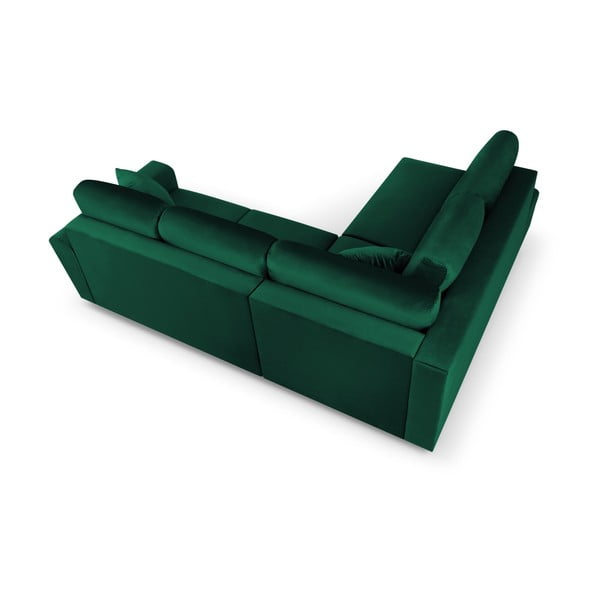 Зелен кадифен разтегателен ъглов диван с място за съхранение (ляв ъгъл/L форма) Kyoto – Cosmopolitan Design-image-4