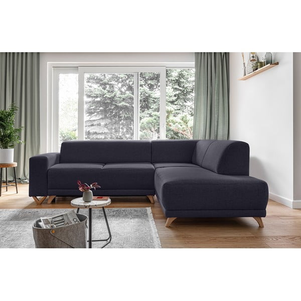 Антрацитен разтегателен/с място за съхранение ъглов диван (десен ъгъл/L форма) Classy Sophie – Miuform-image-1