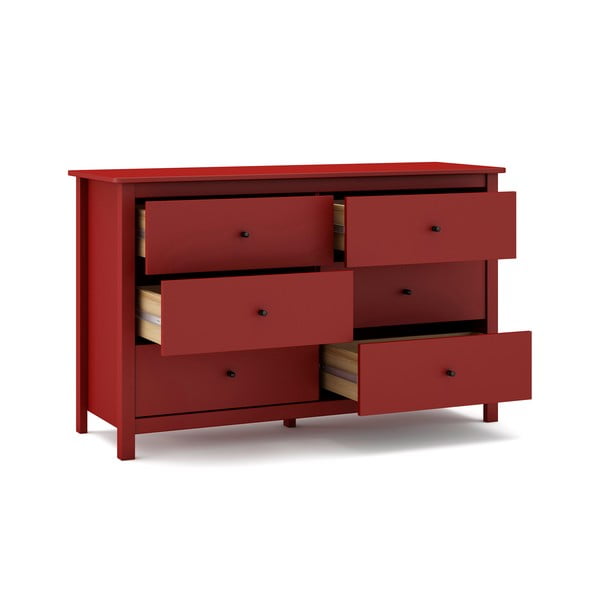 Червен нисък скрин от бор 130x80 cm Misti - Marckeric-image-4