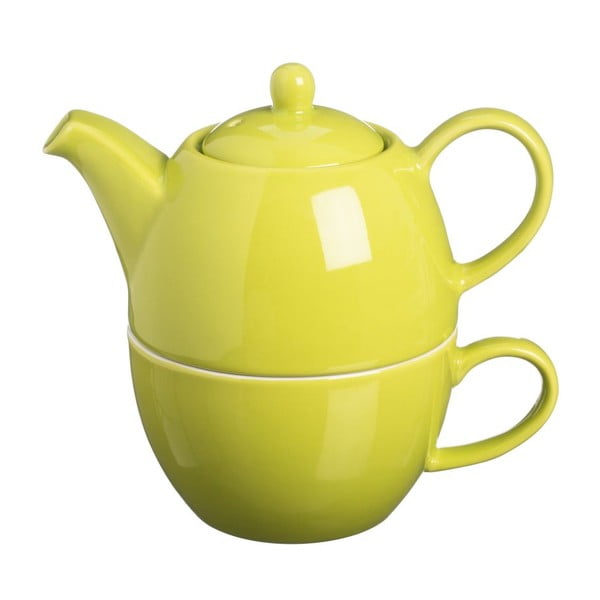 Čajová konvice s hrnkem Tea For One Bright Green, 400 ml