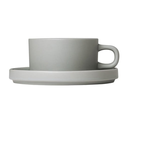 Комплект от 2 светлосиви керамични чаши за чай с чинийки Pilar, 170 ml - Blomus