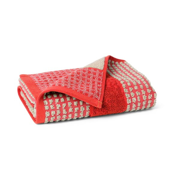 Червена кърпа от органичен памук от тери 50x100 cm Check – JUNA-image-2