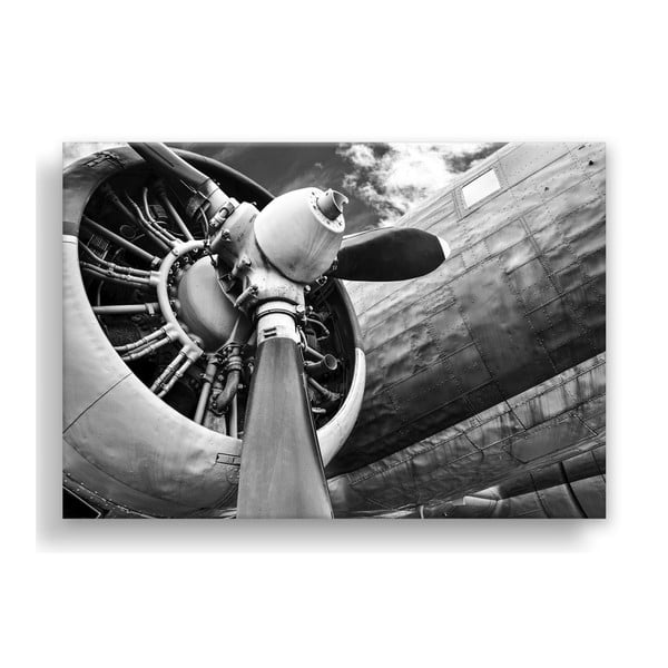 Картина на платно Сребърен самолет Uno, 85 x 113 cm - Styler