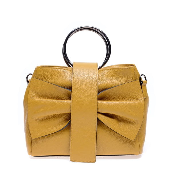 Жълта кожена чанта Annabella - Roberta M