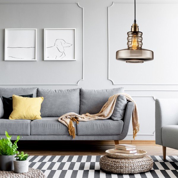 Стъклен медальон в сив цвят Медальон - LAMKUR-image-1