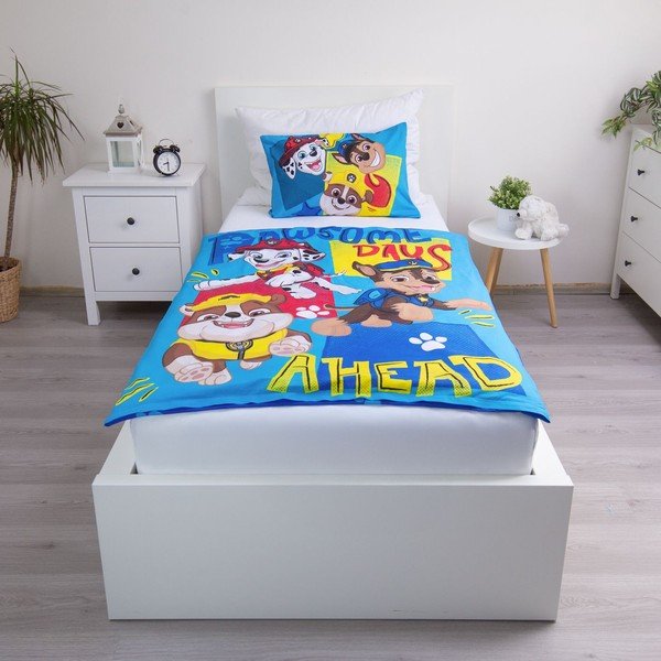 Синьо  памучно детско спално бельо 100x135 cm Paw Patrol "Pawsome days ahead" – Jerry Fabrics-image-1