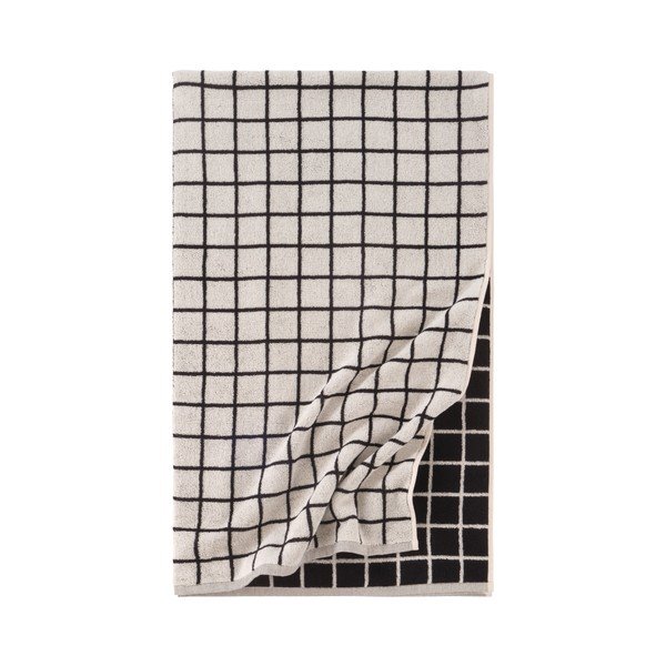 Черна/бежова памучна хавлиена кърпа 90x150 cm Grid – Jotex
