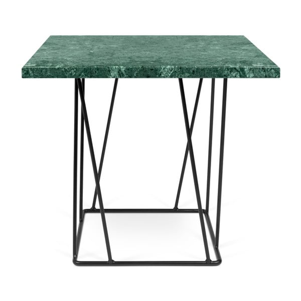 Zelený mramorový konferenční stolek s černými nohami TemaHome Helix, 50 x 50 cm