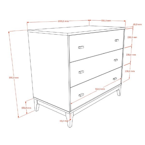 Скрин от декор от орех в тъмно естествен цвят 100x89x55 cm Ilyas – Vipack-image-2