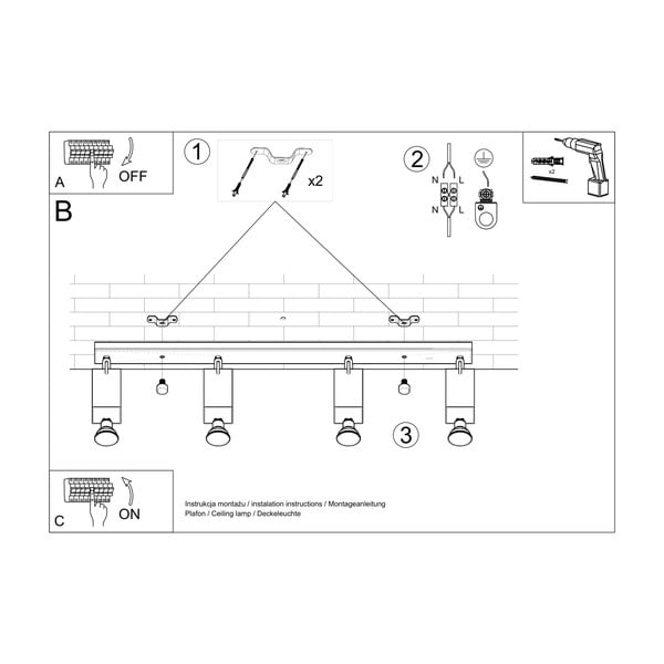 Бяло таванно осветително тяло Toscana - Sollux-image-4