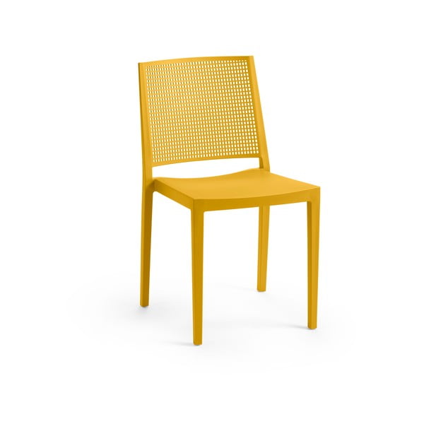 Жълт пластмасов градински стол Grid – Rojaplast