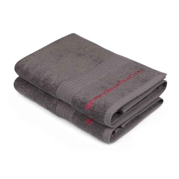 Комплект от две сиви кърпи за баня , 137 x 71 cm - Beverly Hills Polo Club