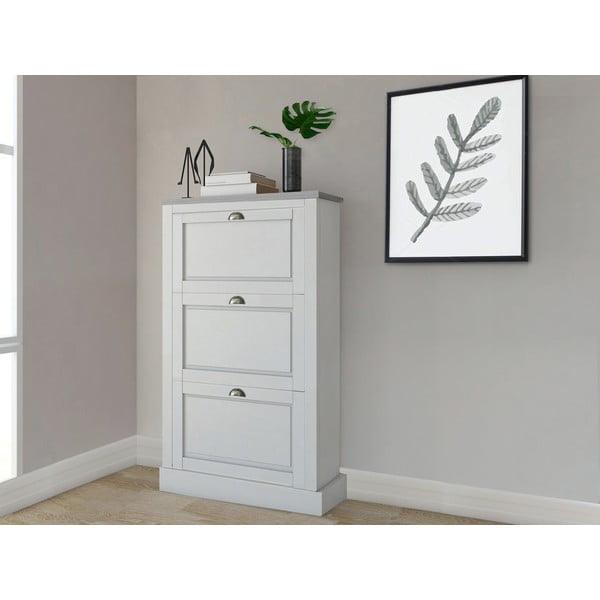 Бяла накланяща се стойка за обувки от масивен бор Toby – Støraa-image-1