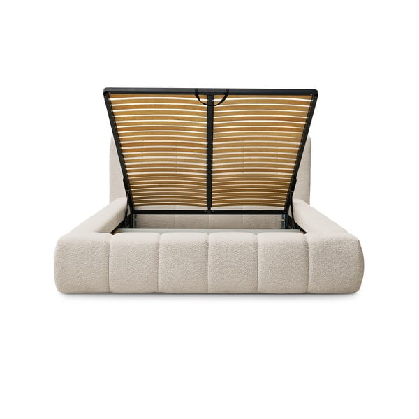 Бежово двойно тапицирано легло с място за съхранение с включена подматрачна рамка 140x190 cm Denali – Bobochic Paris-image-4