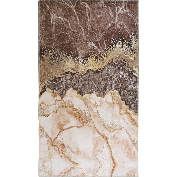 Кафяв и кремав килим за миене в цвят коняк 150x80 cm - Vitaus