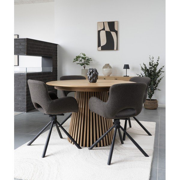 Кафяви тапицирани трапезни столове в комплект с подлакътници 2 бр. Amorim – House Nordic-image-1