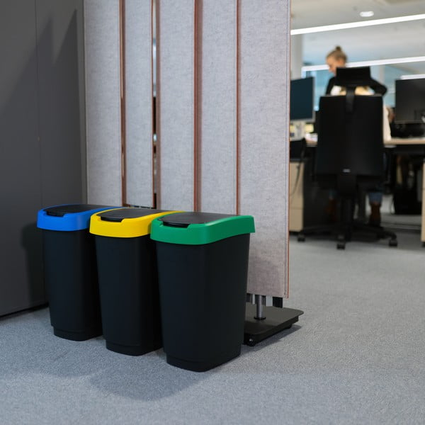 Черни контейнери за рециклиране в комплект от 3 контейнера за сортирани отпадъци от рециклирана пластмаса 25 л Twist - Rotho-image-3