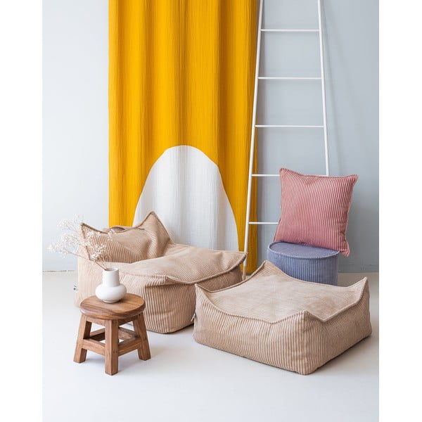 Светлокафяв детски пуф от рипсено кадифе Square – Wigiwama-image-3