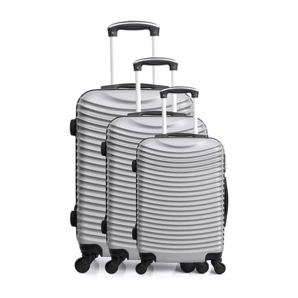 Sada 3 cestovních kufrů ve stříbrné barvě na kolečkách Hero Jasmine