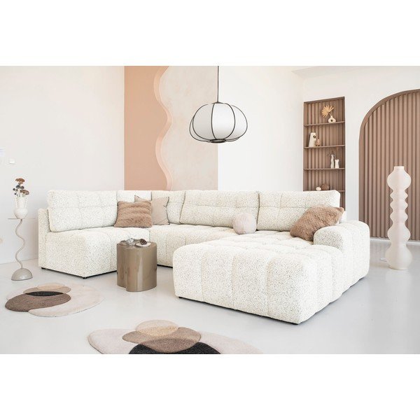 Кремав разтегателен модулен ъглов диван с място за съхранение (ляв ъгъл) Lulu – Miuform-image-1