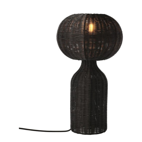 Черна настолна лампа с ратанов абажур (височина 43 cm) Werna – Villa Collection