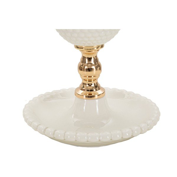 Бяла настолна лампа с текстилен абажур (височина 40 cm) Napoli – Mauro Ferretti-image-3