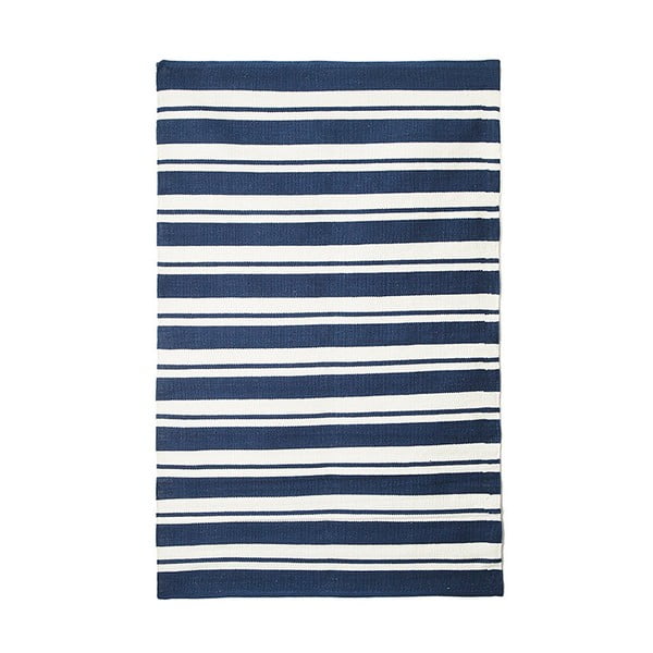 Син памучен ръчно тъкан килим Pipsa Navy Stripes, 100 x 120 cm - TJ Serra