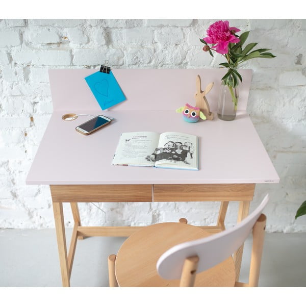 Сиво бюро с основа от ясенова дървесина, дължина 85 cm Luka - Ragaba-image-3