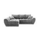Сив ъглов разтегателен диван с кадифена тапицерия, ляв ъгъл Nuage - Windsor & Co Sofas