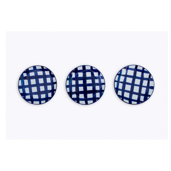 Комплект от 3 керамични десертни чинии Blue Lines, ø 18 cm - Madre Selva