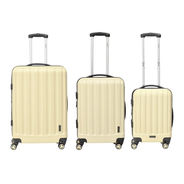 Sada 3 krémových cestovních kufrů Packenger Koffer
