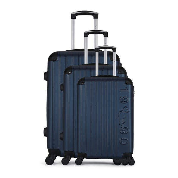 Sada 3 tmavě modrých cestovních kufrů na kolečkách GENTLEMAN FARMER Cadenas Integre