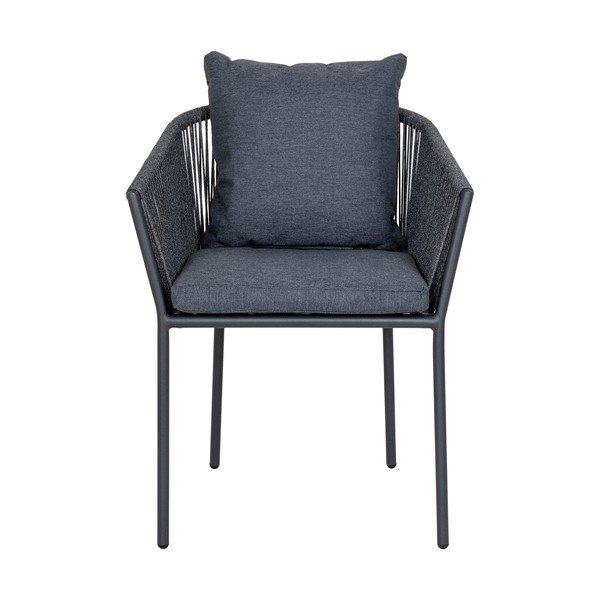 Тъмносив градински стол метален/подплатен Salerno – House Nordic-image-2