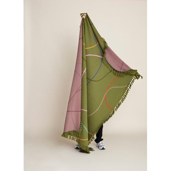 Зелено памучно одеяло 200x140 cm Outline - Hübsch-image-4