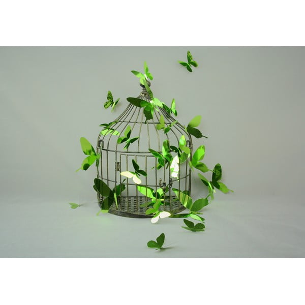 Комплект от 12 самозалепващи се 3D стикери Пеперуди Зелени - Ambiance