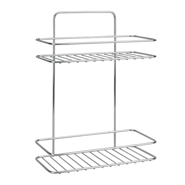 Висящ стоманен рафт за баня без пробиване в блестящо сребрист цвят Luxy – Metaltex