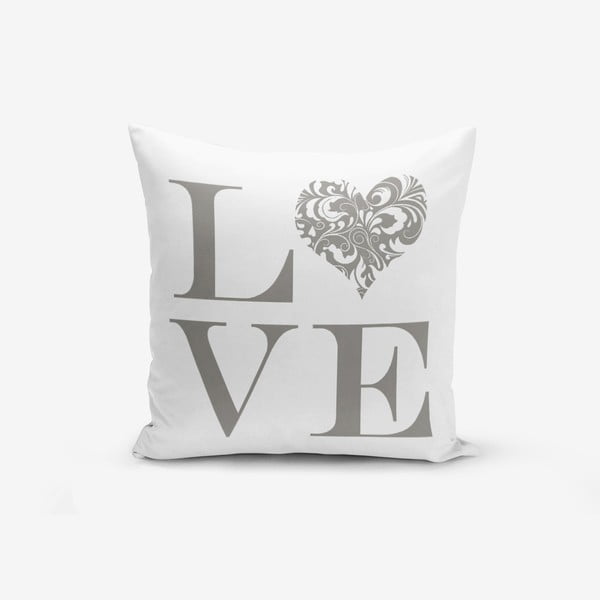 Калъфка за възглавница с памучна смес Love Grey, 45 x 45 cm - Minimalist Cushion Covers