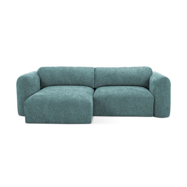 Син шенилов разтегателен ъглов диван с място за съхранение (ляв ъгъл) Mele – Makamii