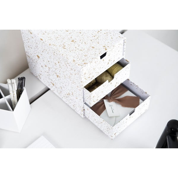 Кутия за чекмеджета с 3 отделения в златисто и бяло Ingrid - Bigso Box of Sweden-image-2
