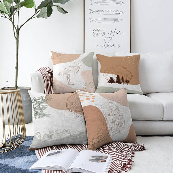 Комплект от 4 калъфки за възглавници Фламинго, 55 x 55 cm - Minimalist Cushion Covers