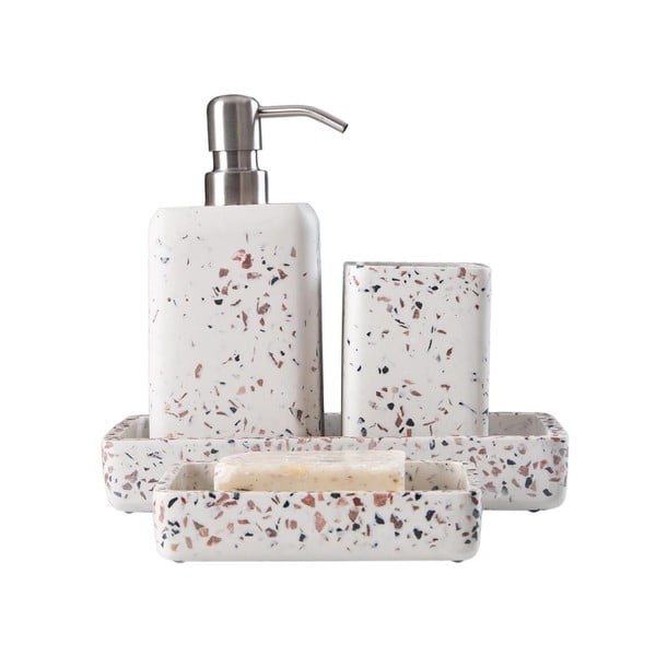 Комплект аксесоари за баня от бял полирезин Mozaik - Mioli Decor