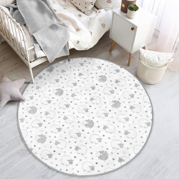 Детски килим в светло сиво и бяло ø 80 cm Comfort - Mila Home-image-4