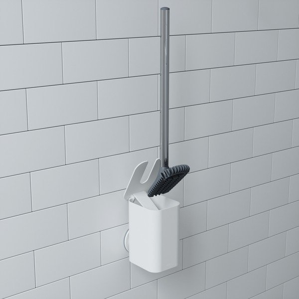 Бяла самоносеща пластмасова четка за тоалетна Flex - Umbra-image-2