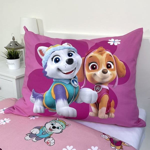 Розово единично  памучно детско спално бельо 140x200 cm Paw Patrol "Heroic" – Jerry Fabrics-image-3